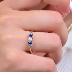 Ceylon Sapphire Ring, Dainty Genuine Ceylon Blue Sapphire Ring, 14K Solid Gold Sapphire Ring, Valentines Gifts For Her, Valentines Sale