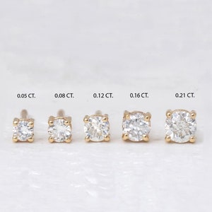 Diamant Ohrringe, 14K Gold Diamant Ohrstecker, Diamant Ohrstecker mit echten Diamanten, Valentinstag Geschenk