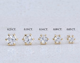 Diamond Earrings, 14K Gold Diamond Stud Earrings, Prong Setting Diamond Studs, Genuine Diamond Stud Earrings, Daily Use Earrings