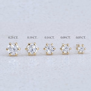 Diamond Earrings, 14K Gold Diamond Stud Earrings, Prong Setting Diamond Studs, Genuine Diamond Stud Earrings, Daily Use Earrings