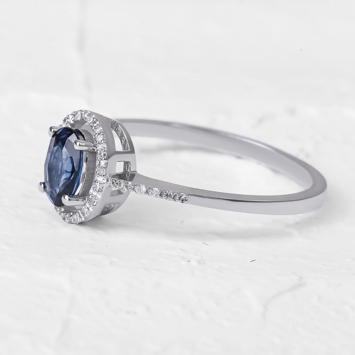 Sapphire Ring Dainty Genuine Blue Sapphire Ring 14K Solid Etsy