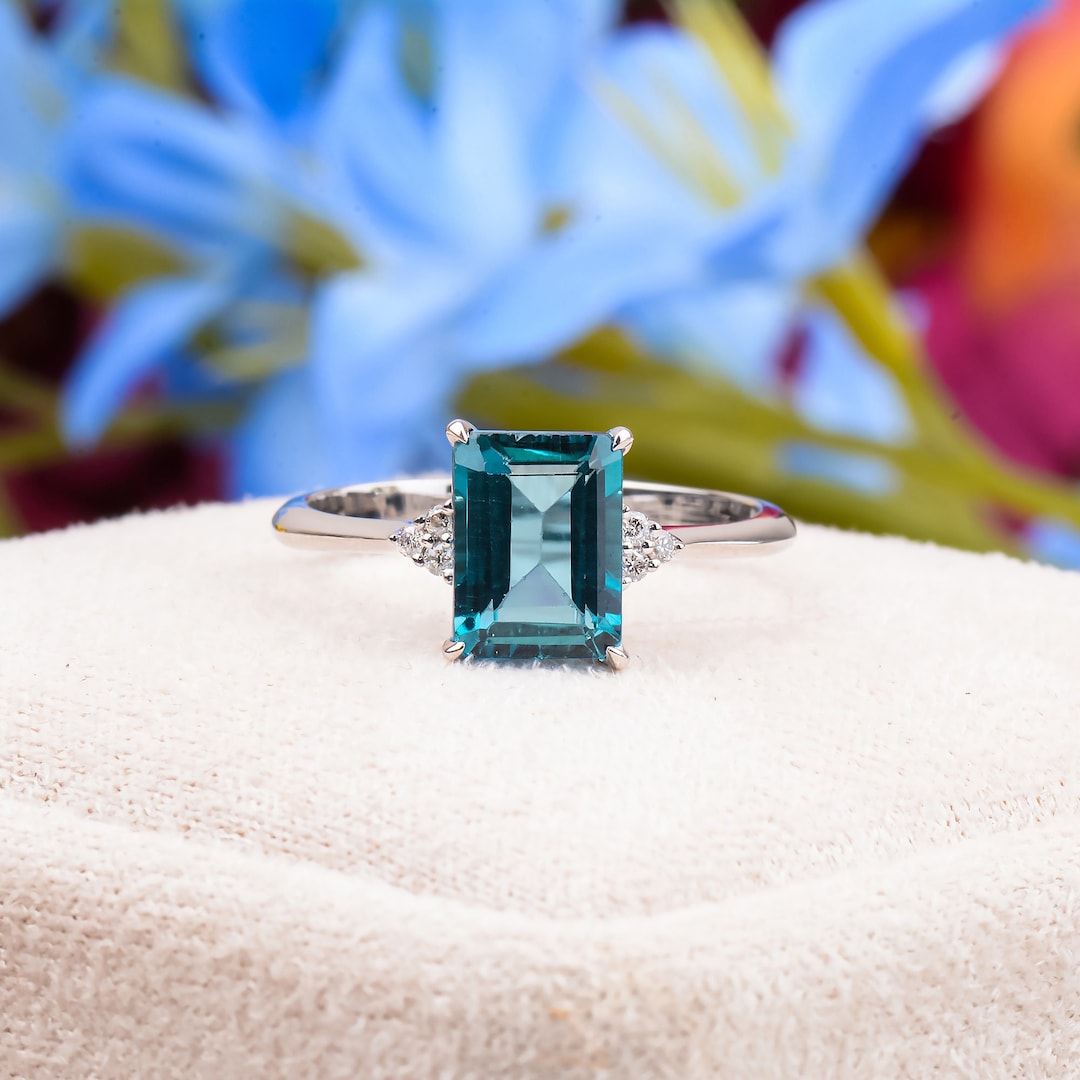 London Blue Topaz Ring, Emerald Shape London Blue Topaz Ring, Blue ...