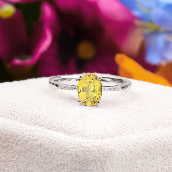 Yellow Sapphire Engagement Ring Yellow Sapphire Diamond Ring for