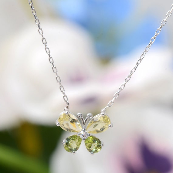 Peridot Butterfly Necklace 18KGP Sterling Silver 10mm 4 Ct Lab Created  Green Peridot Pendant August Birthstone Peridot Jewelry 439 - Etsy Israel