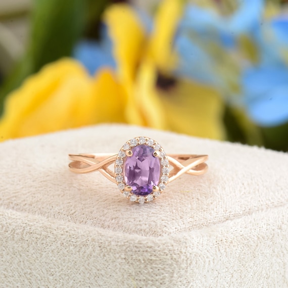 Raw amethyst sales engagement ring