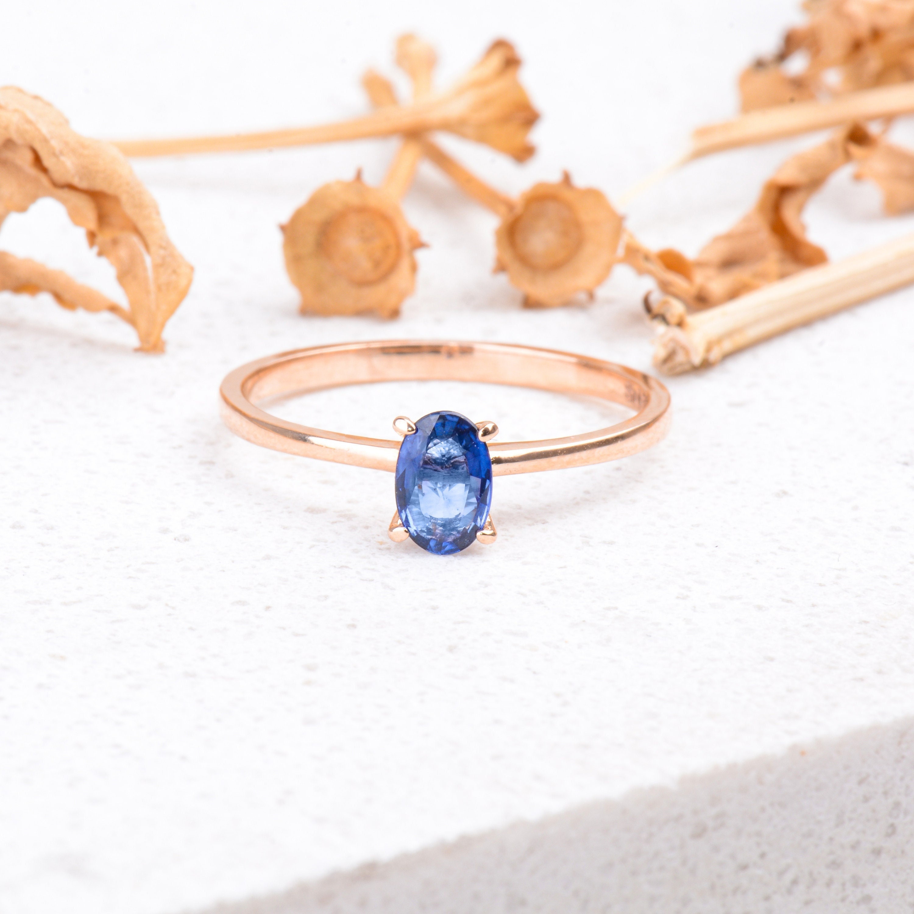 Oval Blue Sapphire Ring, Blue Sapphire Solitaire Engagement Ring, Delicate Dainty Blue Sapphire Ring, Blue Sapphire Ring, Black Friday Sale