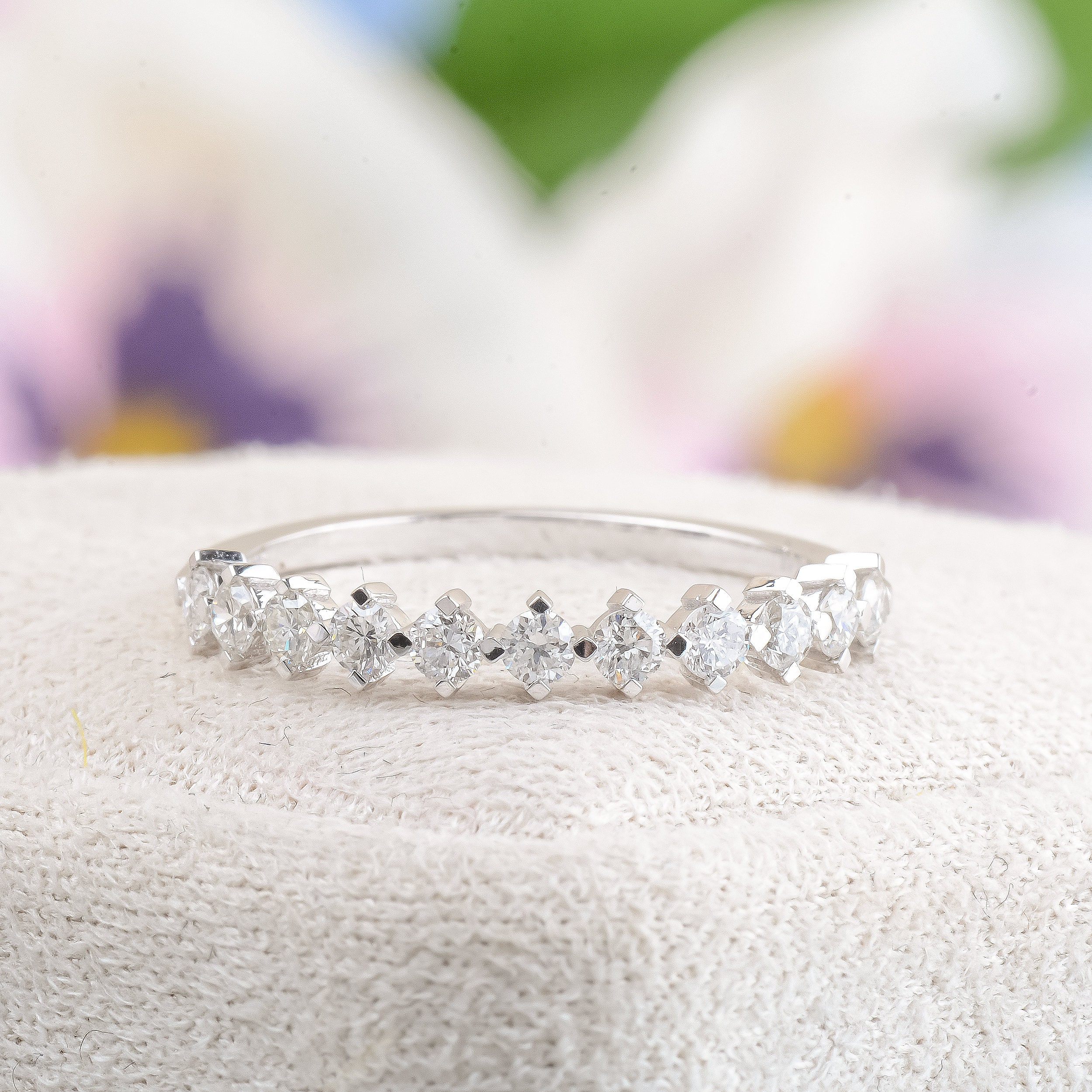 14K Solid Gold Full Eternity Diamond Ring: Handmade Wedding Band - Etsy
