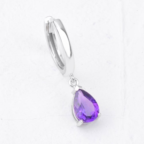 Dangle Earring, Amethyst Dangle Earring, Amethyst Dangling Minimal Earring, Solid Gold Earring, Valentines Day Gift, Valentines Day Sale shops