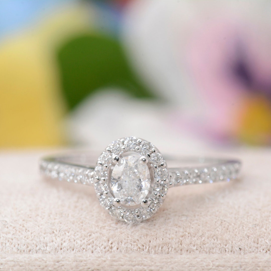 14K Engagement Ring, Solid Gold Diamond Wedding Ring, Valentine's Day