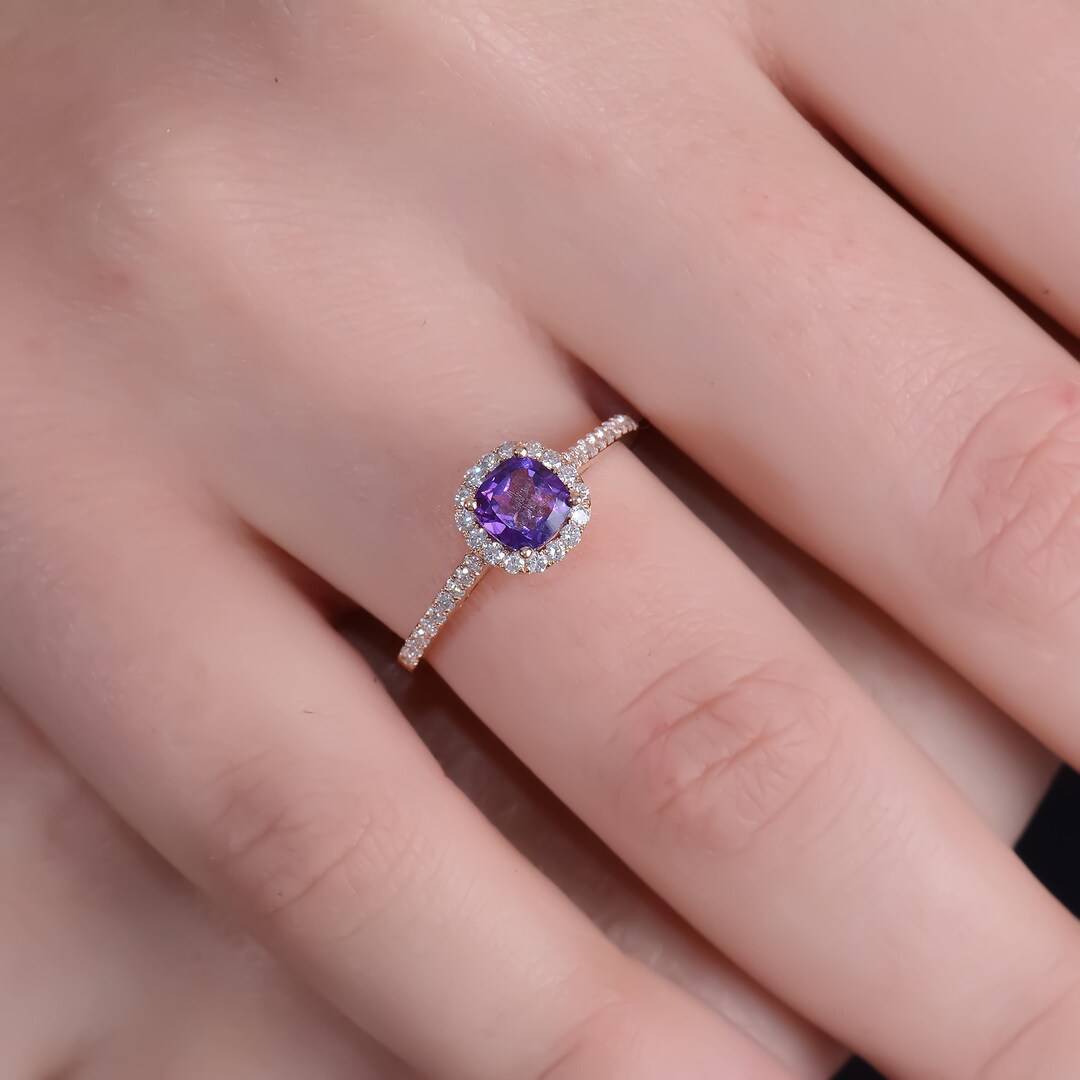 Amethyst Engagement Ring Amethyst Wedding Ring Christmas Etsy