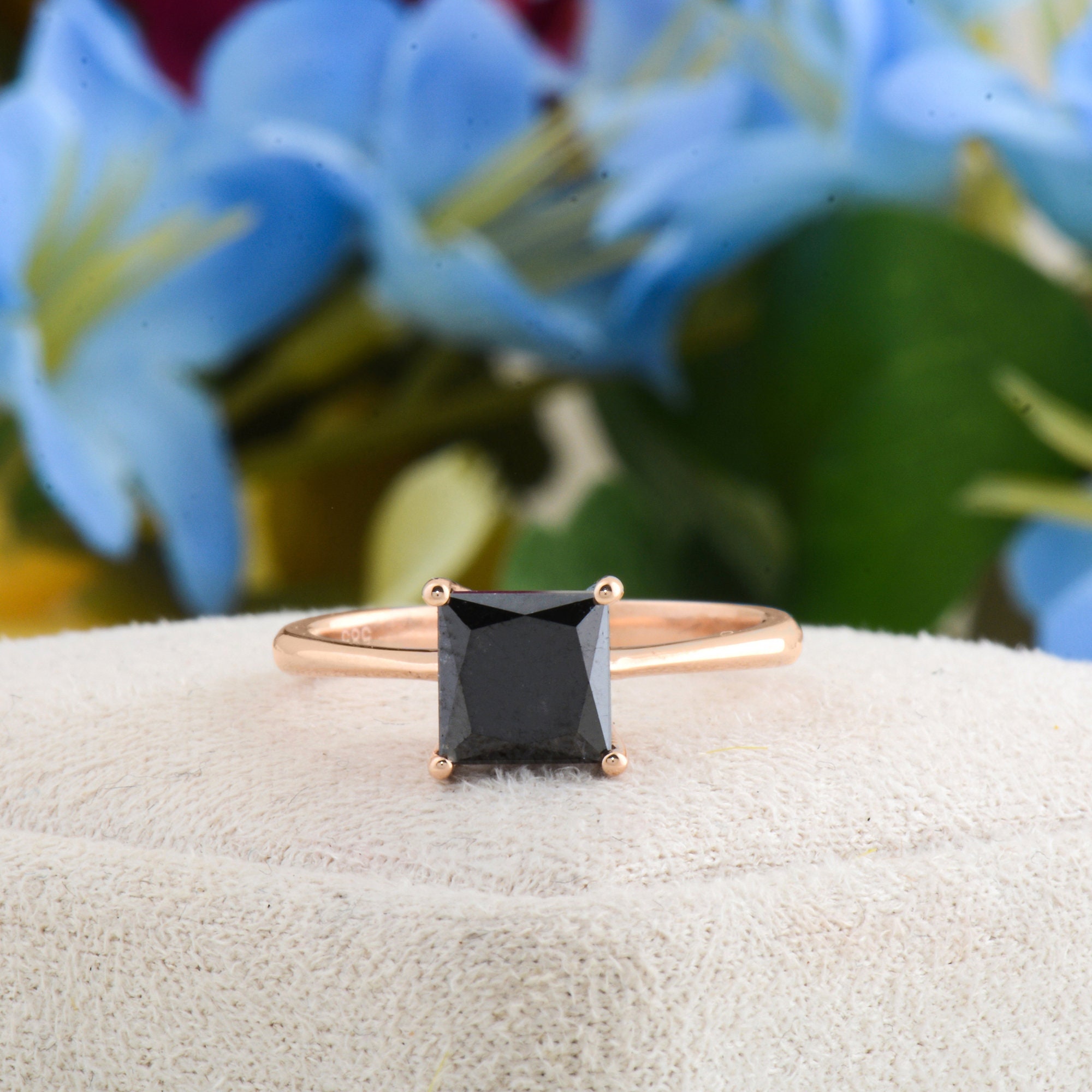 Black Diamond Ring Black Diamond Engagement Ring Solid Gold