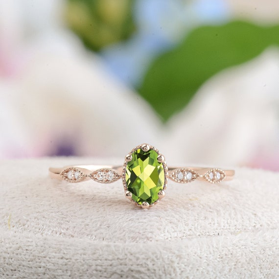 Peridot Ring, Natural Peridot, Edwardian Ring, Engagement Ring, Vintag –  Adina Stone Jewelry