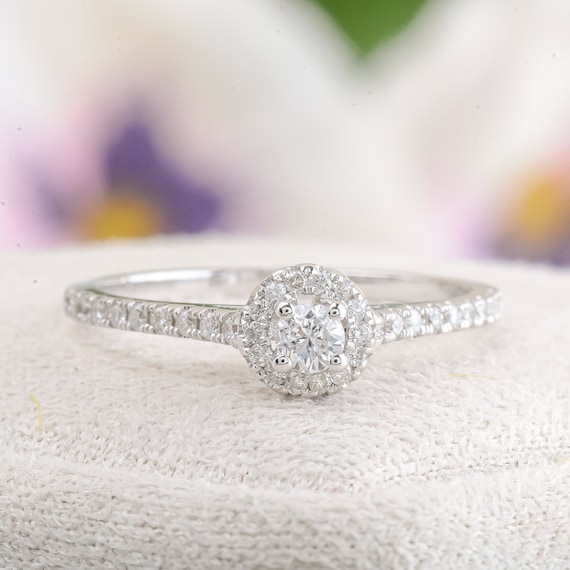 Diamond Half Solitaire Ring: Womens Gold Bridal Engagement Ring