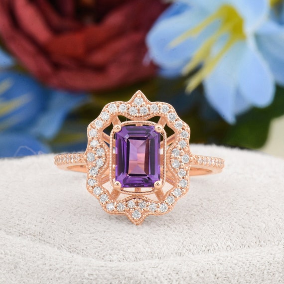 Vintage Antique 3Ct Oval Opal & Amethyst Engagement Ring 14K Yellow Gold  Finish | eBay