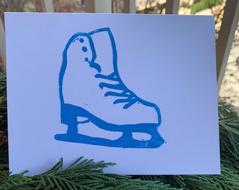 Kunstschaats Linocut Kaart