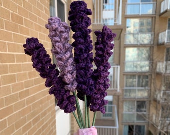 Handmade Crochet Lavender Stems Bouquet