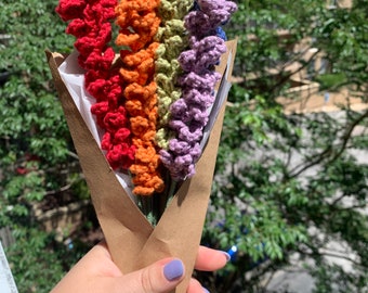 Handmade Pride Crochet Lavender Stems Bouquet