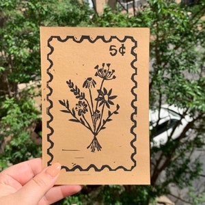Selo postal de flores silvestres