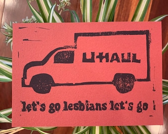 Uhaul lesbian linocut print