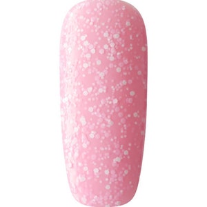 May include: Pink nail polish with white glitter.