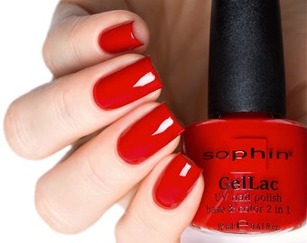 GelLac nail polish base & color Step 1. Classic rich red gel polish without using uv-led lamp. week long manicure. 0628