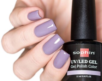 Dusty violet gel polish. Sophin 0726 VIOLET BREEZE. Spectacular glossy shine, soft lilac color, stunning durability.