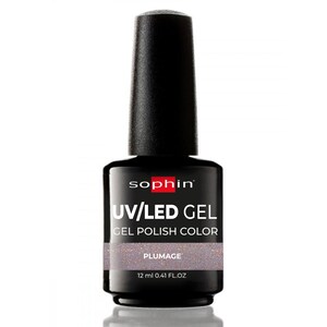 Dusty lilac gel polish with pink shimmer. Sophin 0715 PLUMAGE. Spectacular glossy shine, soft shimmering color, stunning durability. image 2