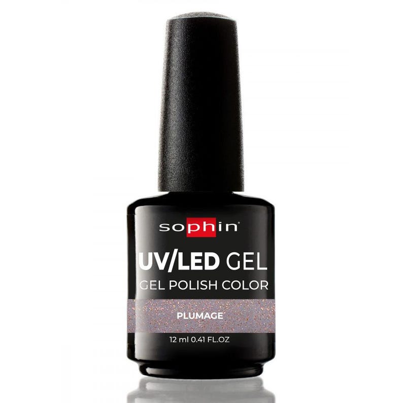 Dusty lilac gel polish with pink shimmer. Sophin 0715 PLUMAGE. Spectacular glossy shine, soft shimmering color, stunning durability. image 2