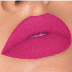 Bright cold pink color matte lipstick-pencil for lips 2 in 1 - tone 09. natural lip liner, vegan and cruelty free makeup