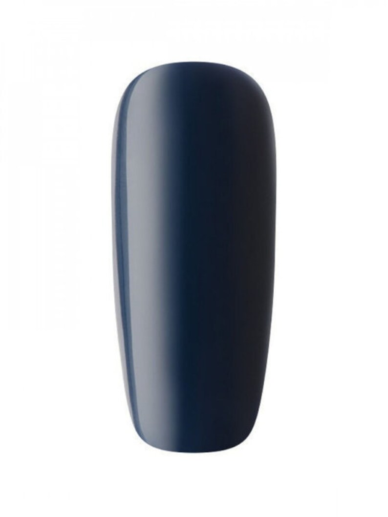 May include: A single bottle of dark blue nail polish.