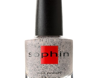 Speckled nail polish. cherry and grey. sophisticated manicure. egg and stone effect nails. vegan cosmetics. fashion design.