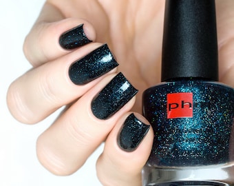 Esmalte de uñas holográfico azul oscuro Sophin 0370 – Manicura vanguardista con brillo