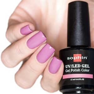 Pastel pink gel polish. Sophin 0732 Rose Petal. Spectacular glossy shine, vibrant color, stunning durability.