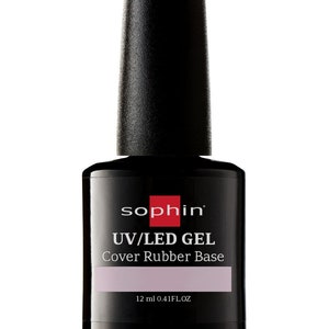 May include: A black bottle of Sophiin UV/LED Gel Cover Rubber Base nail polish. The bottle is labeled with the brand name and product description. The bottle contains 0.41 fl oz (12 ml) of product.