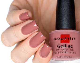 GelLac nail polish base & color Step 1. Beige-pink gel polish without using uv-led lamp. week long manicure. 0633