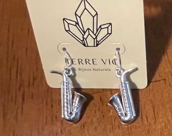 Earrings: Saxophone (Sterling Silver Earring Wires)