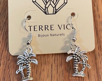 Earrings: Palm Trees (Sterling Silver Earring Wires)
