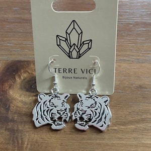Tiger Earrings (Sterling Silver Earring Wires)