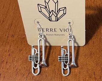 Earrings: Valve Trombone (Sterling Silver Earring Wires)