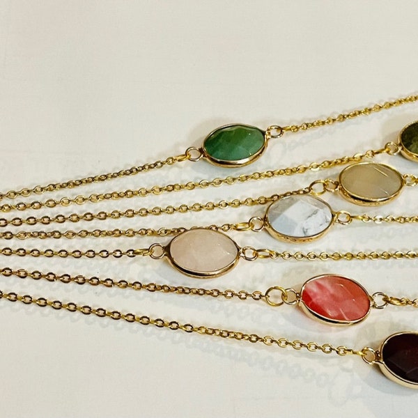 Alaina Necklace: Genuine gemstone and 24kt vermeil gold necklace