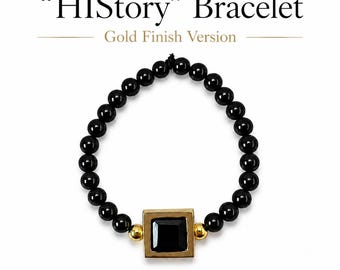 90s beaty beast 名作 レザー ブレスレット ブラック 茶芯 希少 HIStory」ブレスレット（ハンドメイドレプリカ） - ゴールド仕上げ