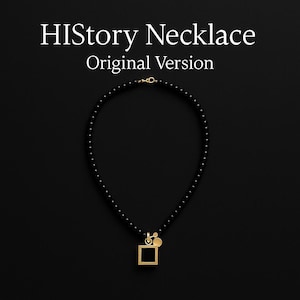Naszyjnik „HIStory” (ręcznie wykonana replika) – wersja oryginalna – inspirowany epoką HIStory, wisior z czarnego onyksu i mosiądzu