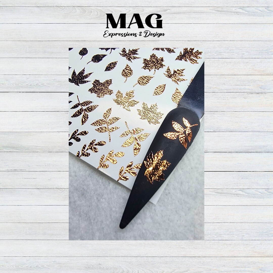 Fall Leaf Nail Stickers Fall Nail Art Vinyl Stickers Etsy