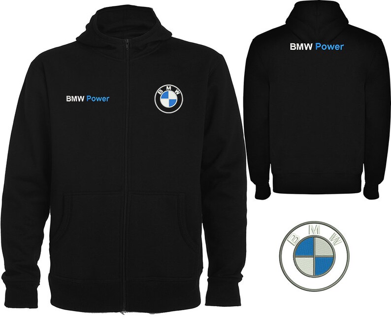 Embroidered BMW M-power Logo on Sweat Hooded Fleece Jacket Polar Coat ...