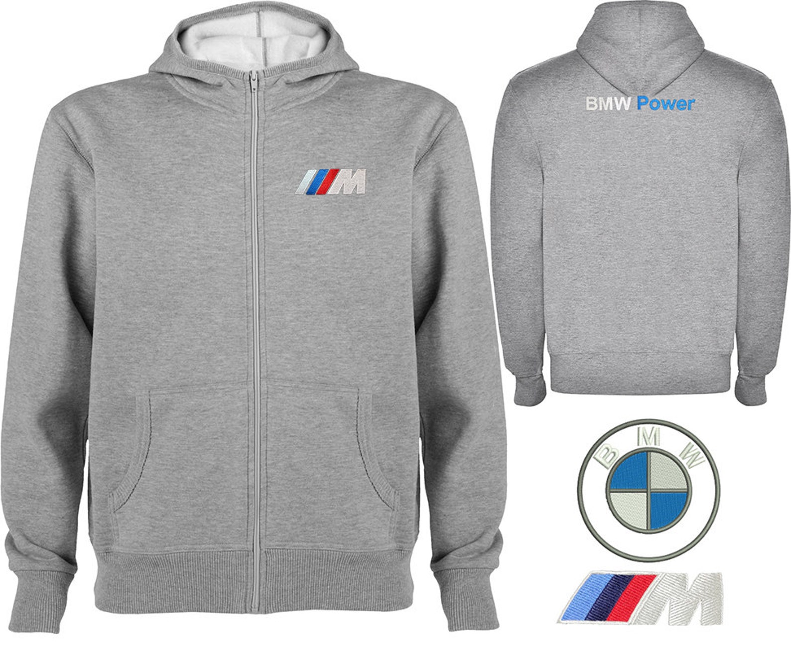 Embroidered BMW M-power Logo on Sweat Hooded Fleece Jacket - Etsy