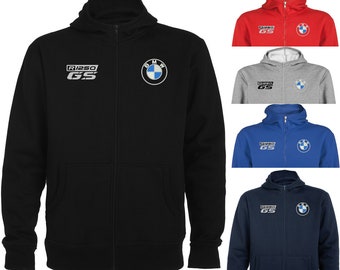 Logos BMW R1250GS brodés sur sweat Veste polaire à capuche Manteau polaire Veste manteau blouson motard Idée cadeau R1250 GS