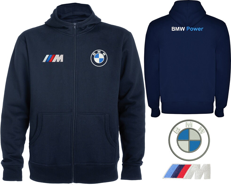 Logos Embroidered BMW M power on Sweat Hooded Fleece Jacket Polar