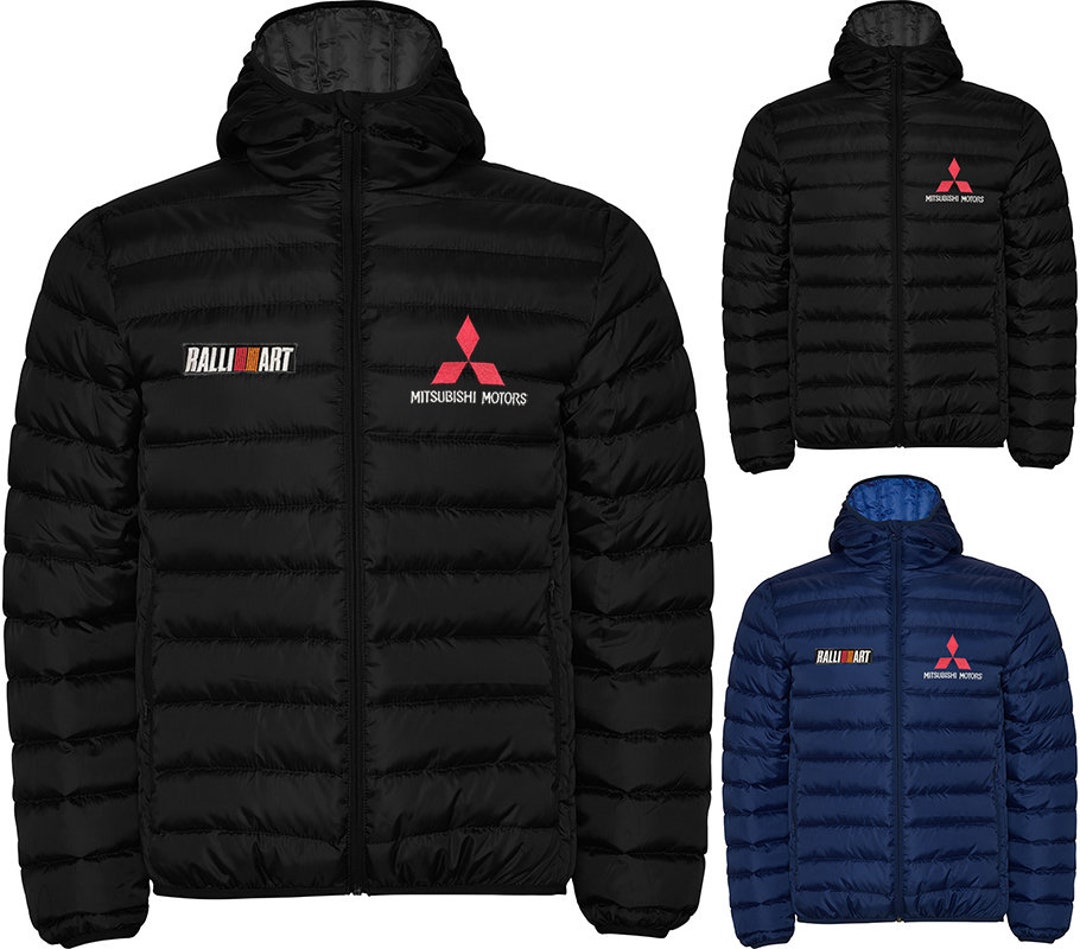 Lancer Evolution Ralliart Jacket Mitsubishi Ralliart Black / Dark Blue Quilted Jacket With Hood Veste ...