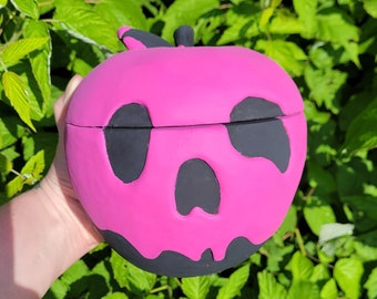 Poison Apple - Pink, Halloween decor, spooky decor, home decor, candle, concrete container, Halloween apple, fall decor