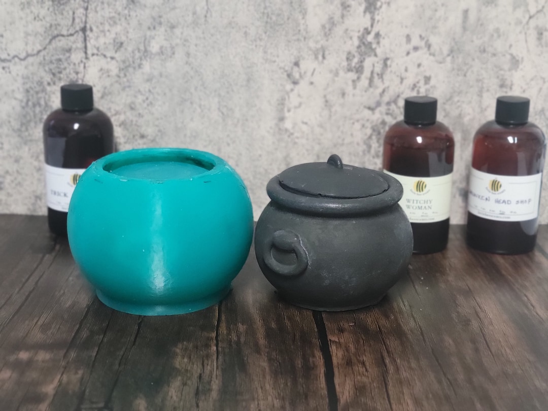 Cauldron Mold for Concrete Containers. 3 Inside Diameter, 12oz Concrete Candle Container With